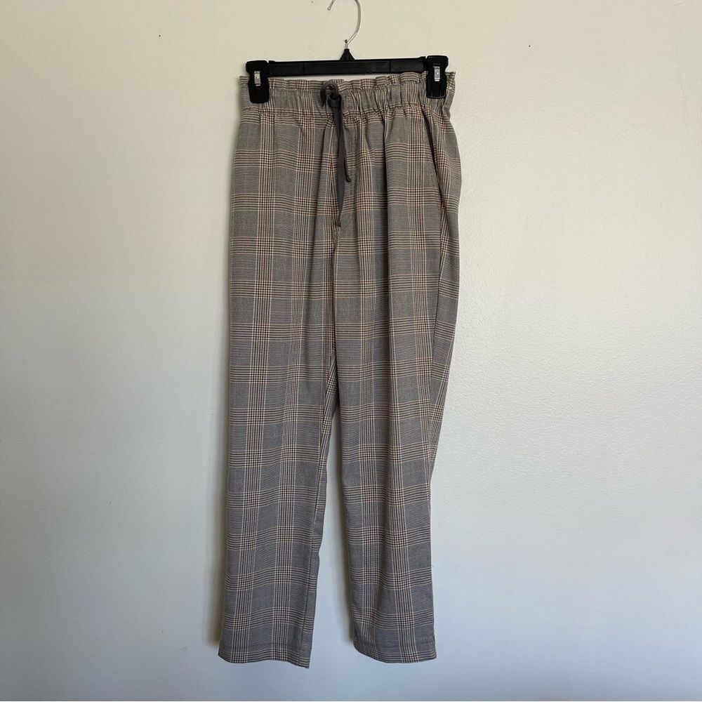 Abercrombie & Fitch High Rise Plaid Pants with Drawstring